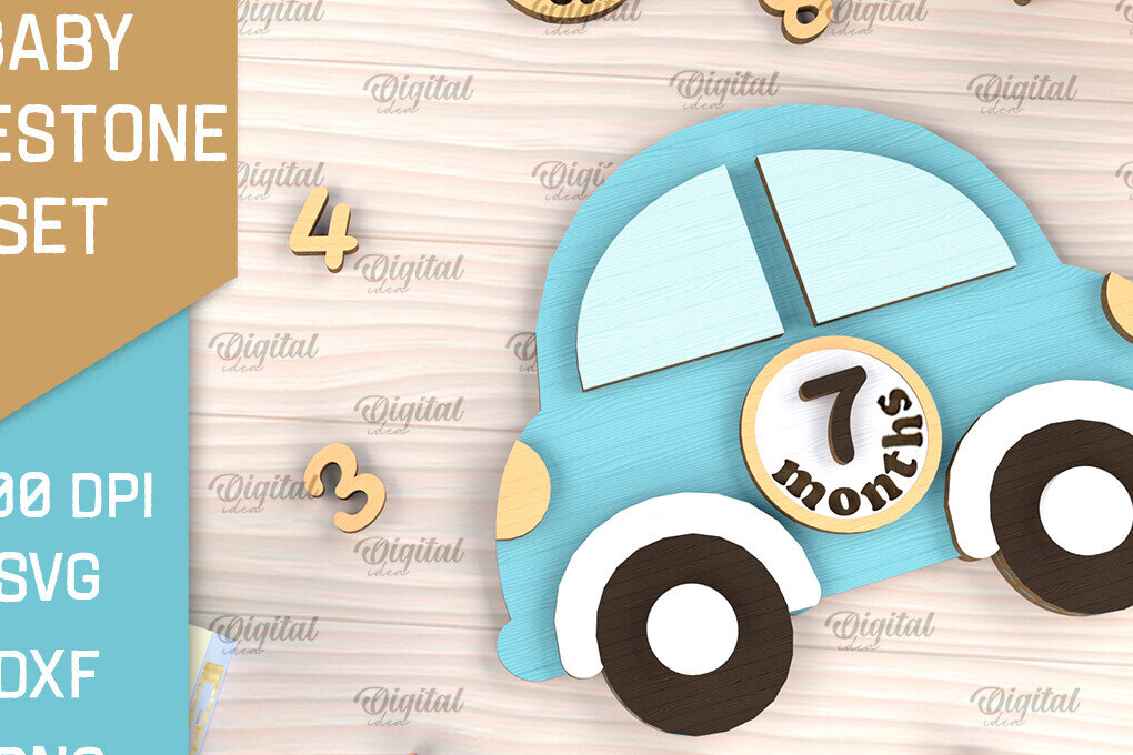 Intra απο ξύλο plywood 3mm-4mm πάχος Baby Milestone Card Design Cut  Δίασταση 30x20 cm INTRAFABR-102961478