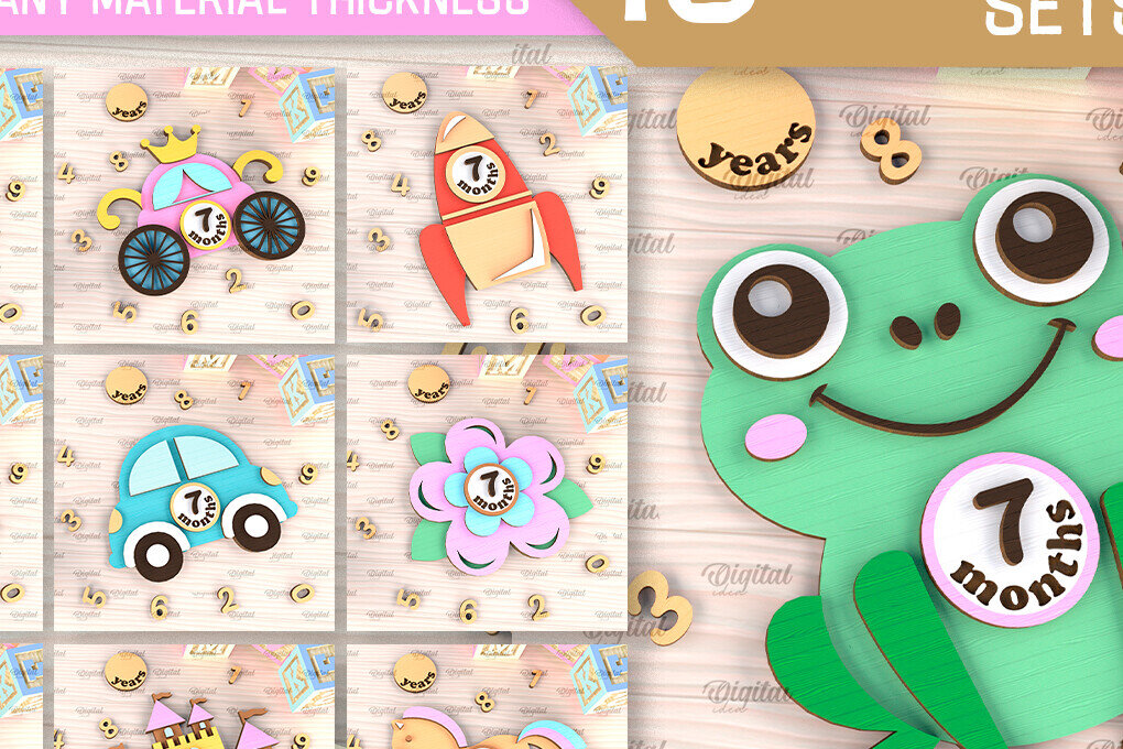 Intra απο ξύλο plywood 3mm-4mm πάχος Μωρό Milestone Cards κοπής με λέιζερ Δίασταση 30x20 cm INTRAFABR-102963742