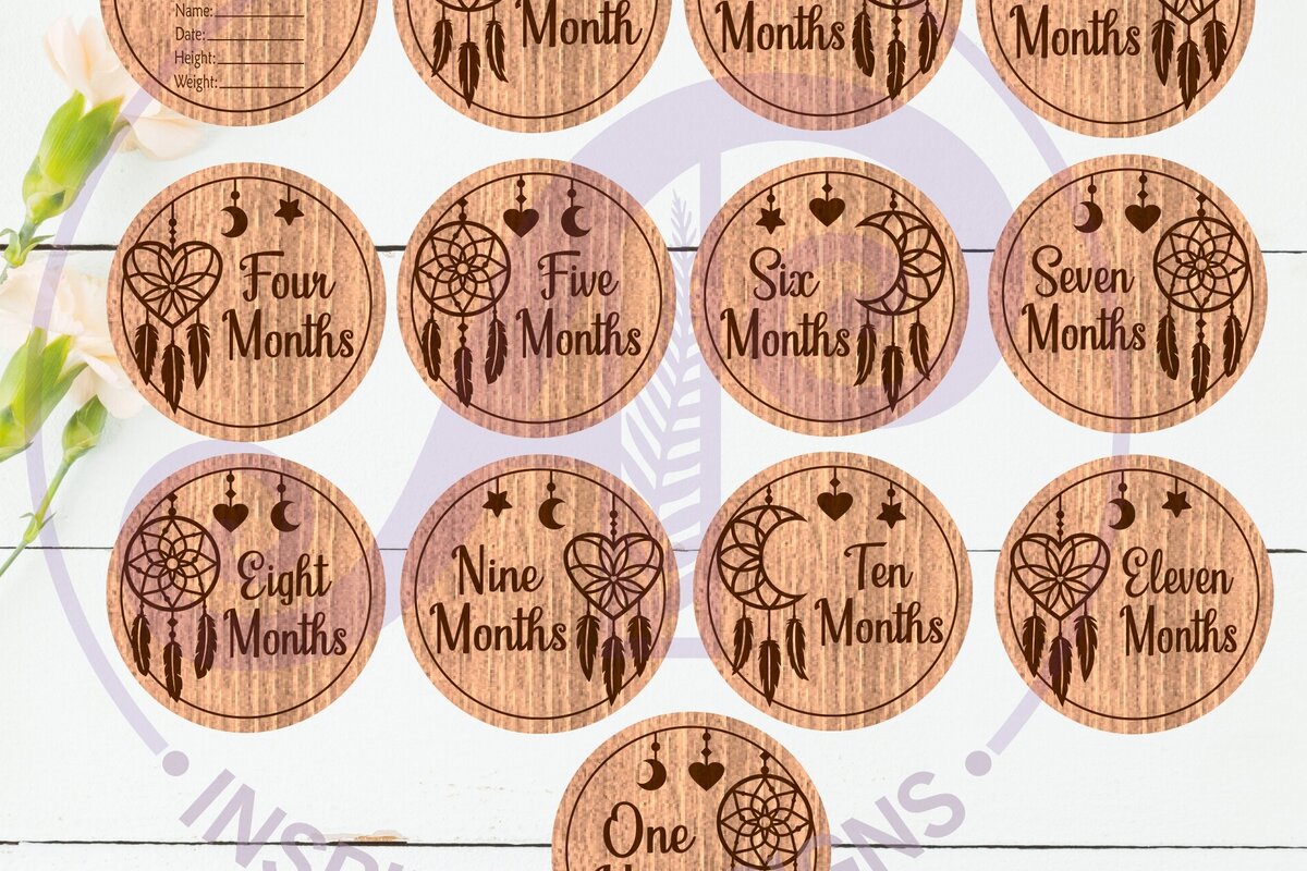 Intra απο ξύλο plywood 3mm-4mm πάχος Baby Milestone Discs Dreamcatchers Δίασταση 30x20 cm INTRAFABR-123381623