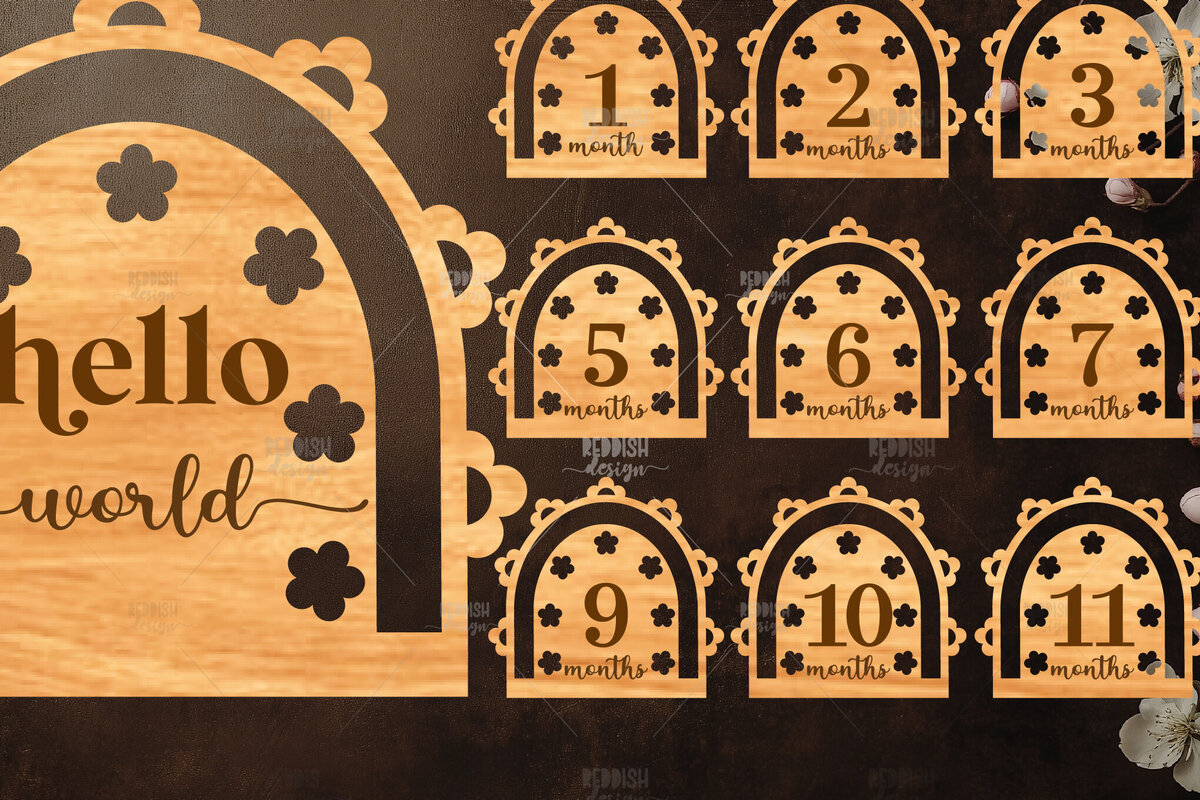 Σετ των 2 Intra απο ξύλο plywood 3mm-4mm πάχος Baby Milestone Discs | Δίασταση 30x20 cm INTRAFABR-118829097