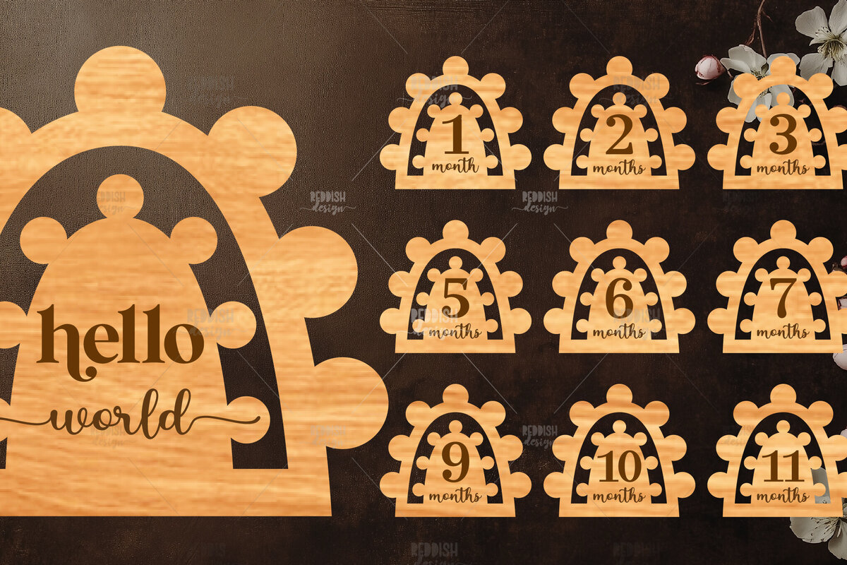 Σετ των 2 Intra απο ξύλο plywood 3mm-4mm πάχος Baby Milestone Discs | Δίασταση 30x20 cm INTRAFABR-118829112