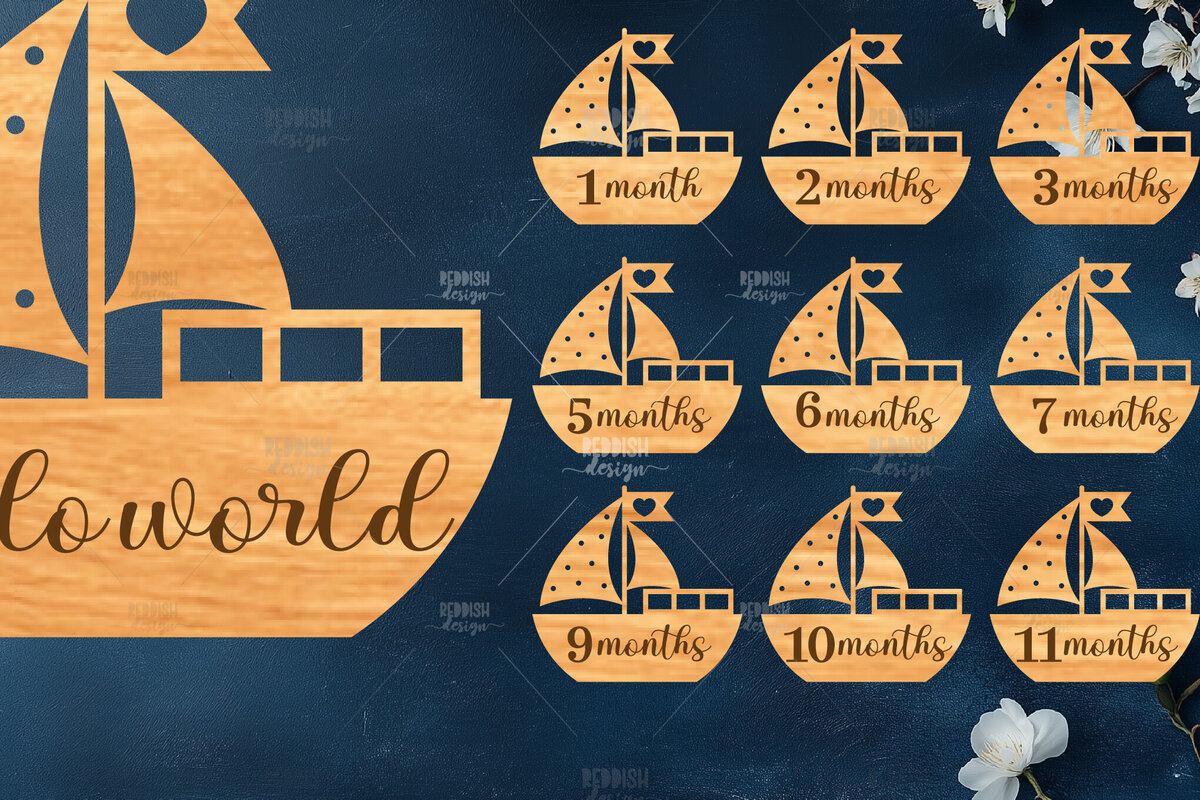 Σετ των 2 Intra απο ξύλο plywood 3mm-4mm πάχος Baby Milestone Discs | Δίασταση 30x20 cm INTRAFABR-118829161