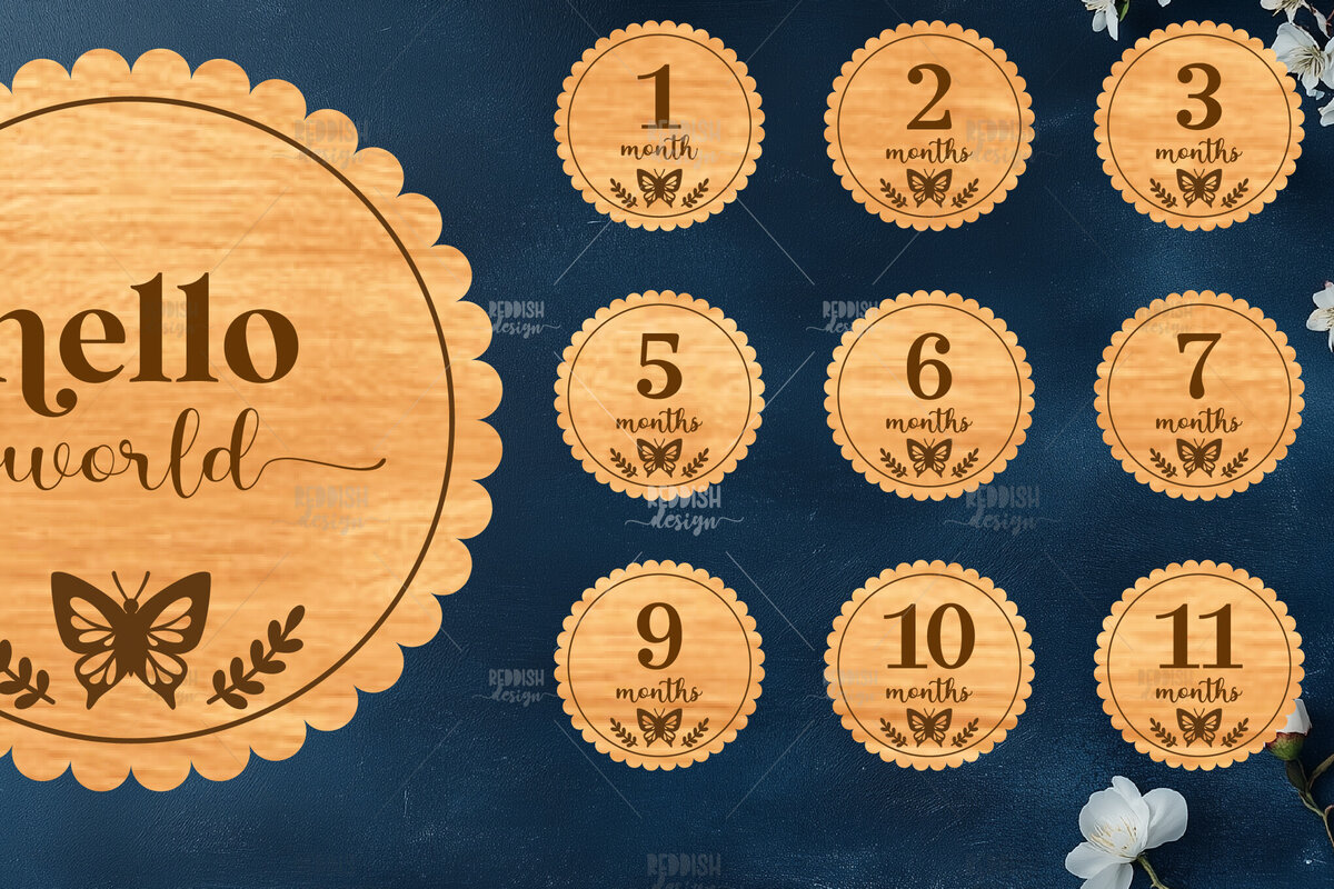 Intra απο ξύλο plywood 3mm-4mm πάχος Baby Milestone Discs | Δίασταση 30x20 cm INTRAFABR-118828058