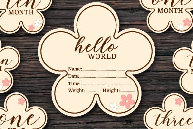 Intra απο ξύλο plywood 3mm-4mm πάχος Baby Milestone Sign Cut , Δίασταση 30x20 cm INTRAFABR-98694073