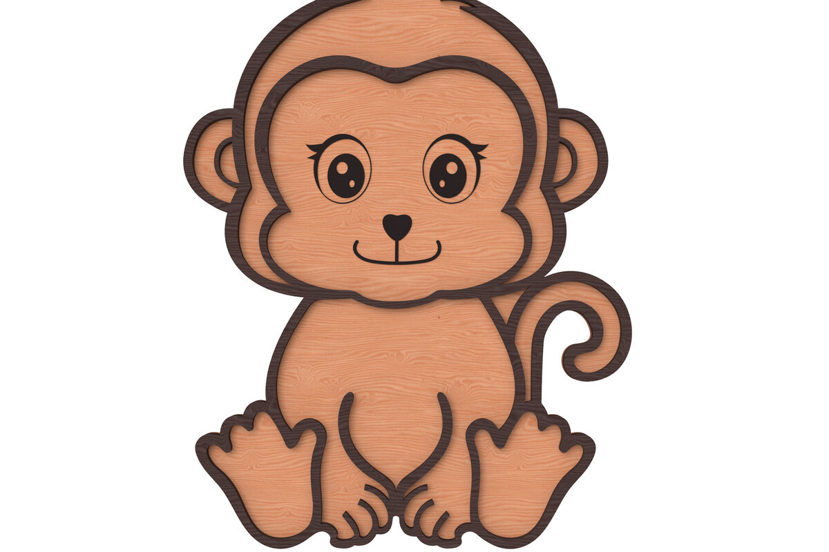 Intra απο ξύλο plywood 3mm-4mm πάχος Baby Monkey Cut  Δίασταση 30x20 cm INTRAFABR-116648344