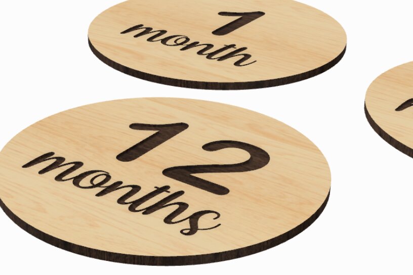 Σετ των 2 Intra απο ξύλο plywood 3mm-4mm πάχος Baby Monthly Milestone Card Δίασταση 30x20 cm INTRAFABR-117233713