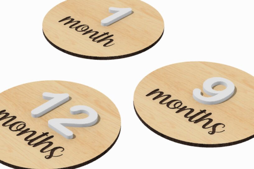Intra απο ξύλο plywood 3mm-4mm πάχος Baby Monthly Milestone Card  Δίασταση 30x20 cm INTRAFABR-117234578