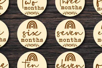Σετ των 2 Intra απο ξύλο plywood 3mm-4mm πάχος Baby Monthly Milestone Cards Cut  Δίασταση 15x15 cm INTRAFABR-69376558