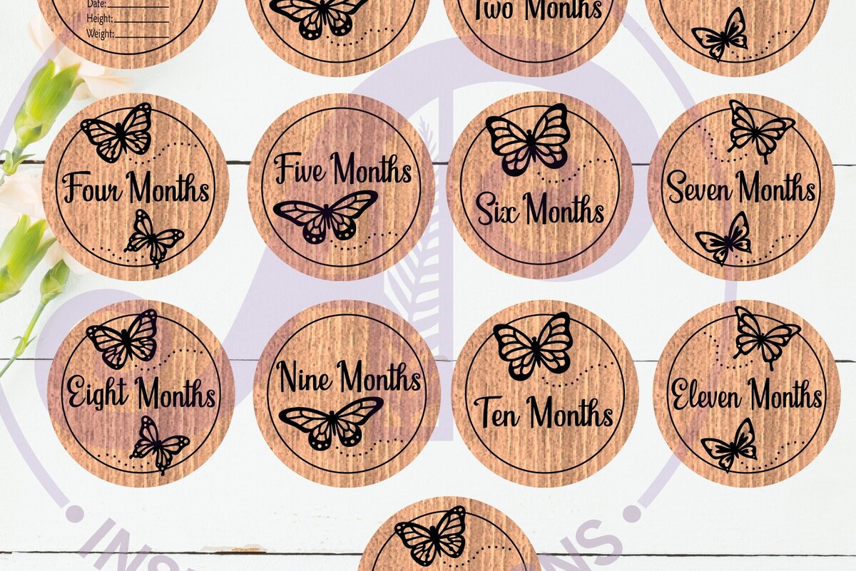 Intra απο ξύλο plywood 3mm-4mm πάχος Baby Monthly Milestone Discs Butterflies Δίασταση 30x20 cm INTRAFABR-121001836