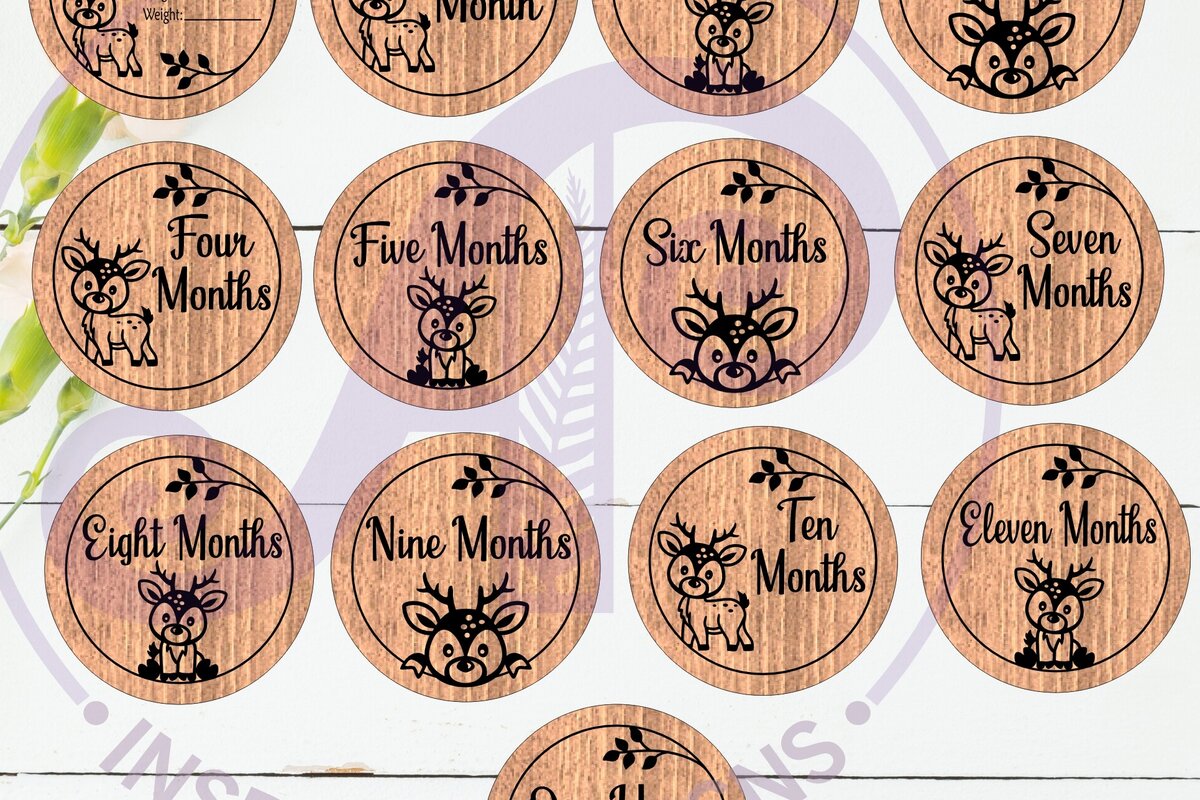 Intra απο ξύλο plywood 3mm-4mm πάχος Baby Monthly Milestone Discs Deer Δίασταση 30x20 cm INTRAFABR-116045954