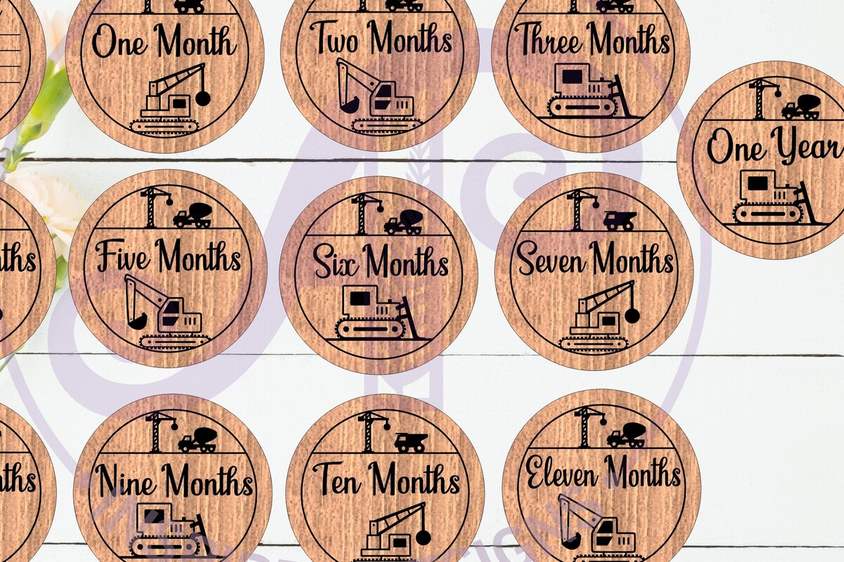 Intra απο ξύλο plywood 3mm-4mm πάχος Baby Monthly Milestone Discs Digger Δίασταση 30x20 cm INTRAFABR-116238812