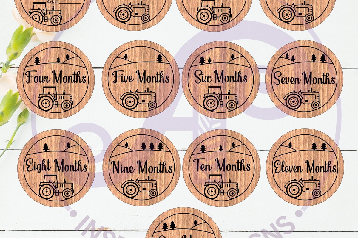 Intra απο ξύλο plywood 3mm-4mm πάχος Baby Monthly Milestone Discs Farm Δίασταση 30x20 cm INTRAFABR-115853296