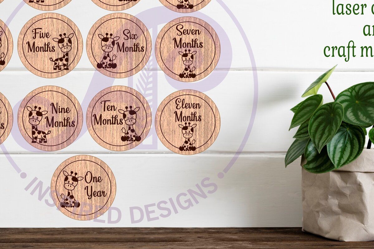 Intra απο ξύλο plywood 3mm-4mm πάχος Baby Monthly Milestone Discs Giraffe Δίασταση 30x20 cm INTRAFABR-96776110