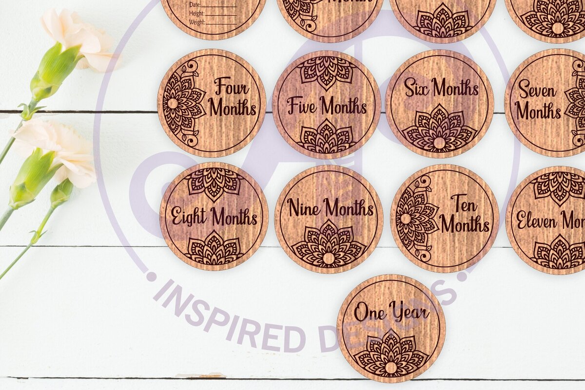 Intra απο ξύλο plywood 3mm-4mm πάχος Baby Monthly Milestone Discs Mandala Δίασταση 30x30 cm INTRAFABR-123795178