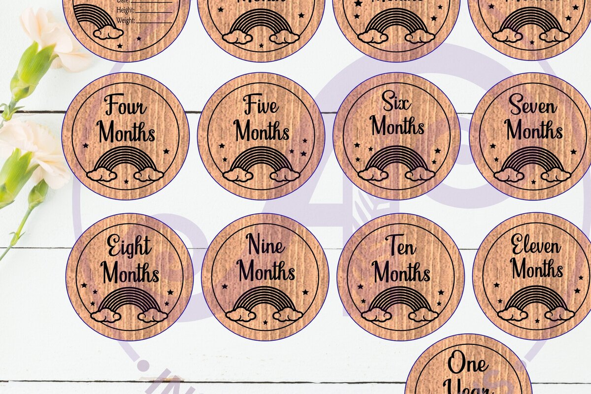 Intra απο ξύλο plywood 3mm-4mm πάχος Baby Monthly Milestone Discs Rainbow Δίασταση 30x20 cm INTRAFABR-109903193