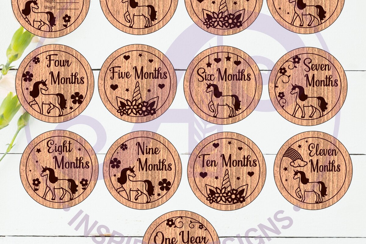 Intra απο ξύλο plywood 3mm-4mm πάχος Baby Monthly Milestone Discs Unicorn Δίασταση 30x20 cm INTRAFABR-119749131