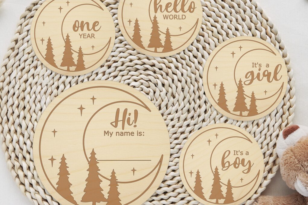 Σετ των 3 Intra απο ξύλο plywood 3mm-4mm πάχος Baby Monthly Milestone Δίασταση 15x15 cm INTRAFABR-112457231