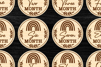 Σετ των 2 Intra απο ξύλο plywood 3mm-4mm πάχος Baby Monthly Milestone Δίασταση 15x15 cm INTRAFABR-91187250