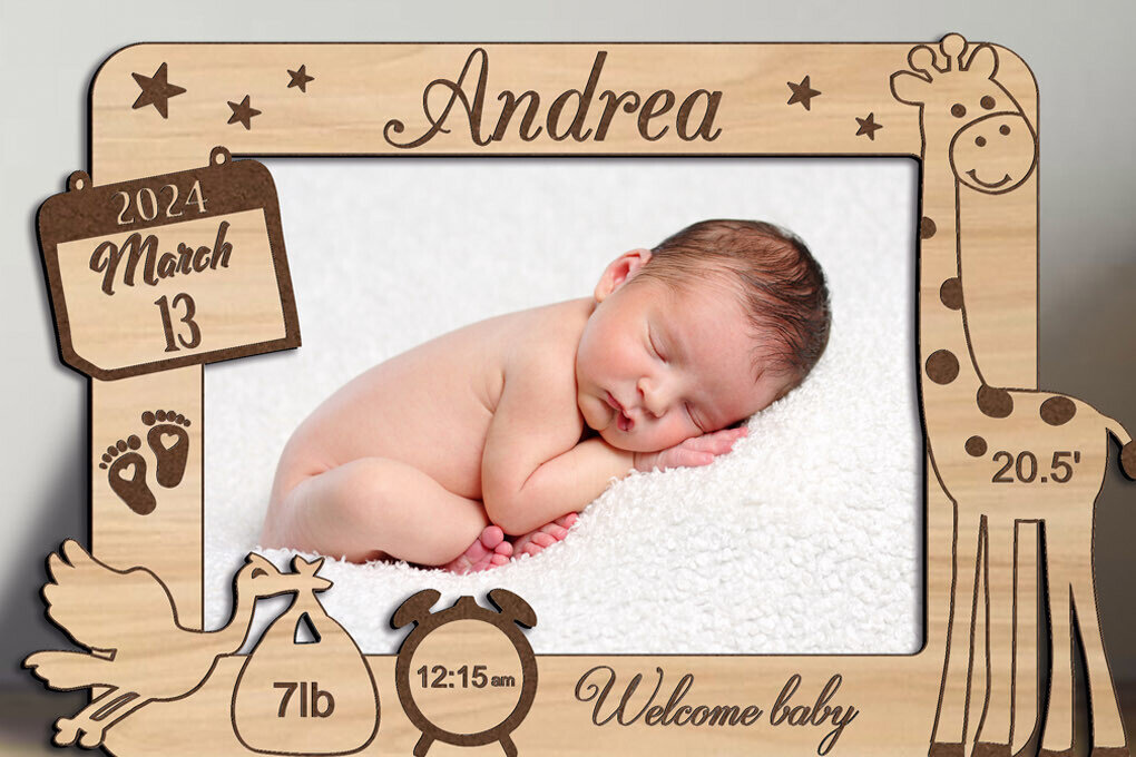 Σετ των 3 Intra απο ξύλο plywood 3mm-4mm πάχος Κορνίζα για μωρό νεογέννητο καμηλοπάρδαλης πελαργός Δίασταση 5x5 cm INTRAFABR-103243226