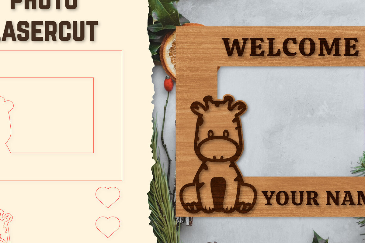 Σετ των 2 Intra απο ξύλο plywood 3mm-4mm πάχος Κορνίζα για μωρό νεογέννητο  Δίασταση 20x30 cm INTRAFABR-123766254