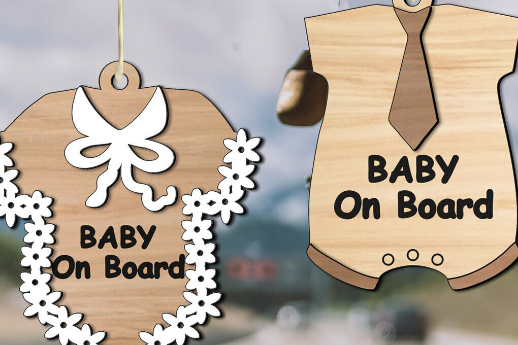 Σετ των 3 Intra απο ξύλο plywood 3mm-4mm πάχος Baby on Board Διακοσμητικό λέιζερ θήκης αυτοκινήτου Δίασταση 3x3 cm INTRAFABR-105812482