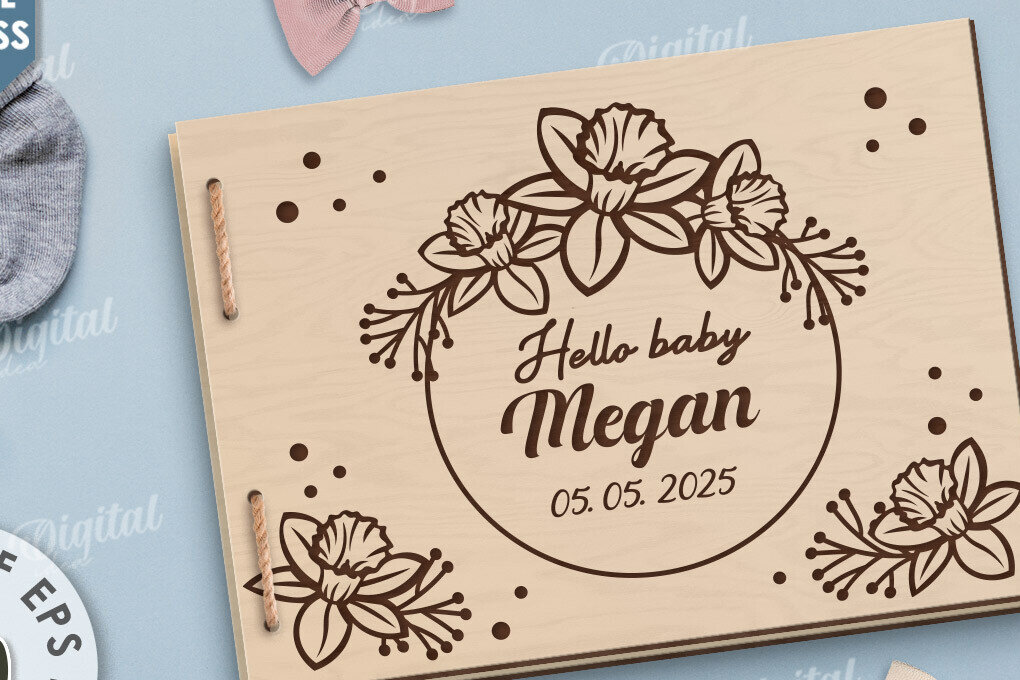 Intra απο ξύλο plywood 3mm-4mm πάχος Μωρό άλμπουμ φωτογραφιών με λέιζερ. Παιδικό άλμπουμ Δίασταση 30x20 cm INTRAFABR-115830530