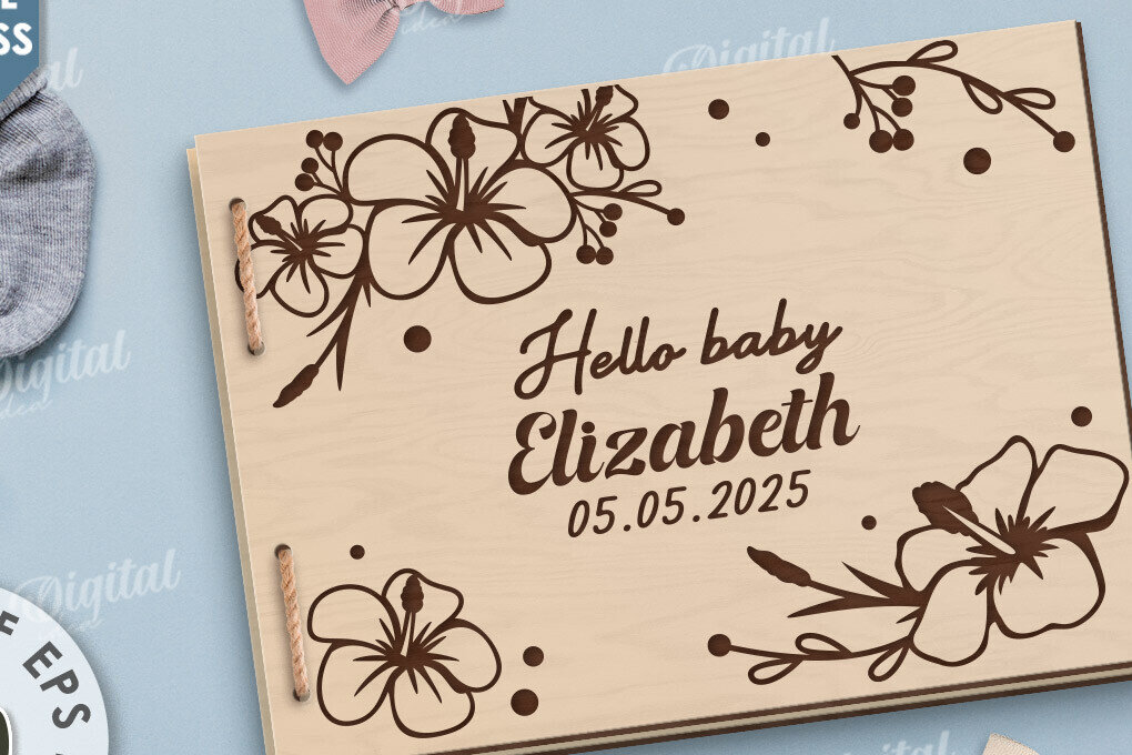 Intra απο ξύλο plywood 3mm-4mm πάχος Μωρό άλμπουμ φωτογραφιών με λέιζερ. Παιδικό άλμπουμ Δίασταση 30x20 cm INTRAFABR-115830198