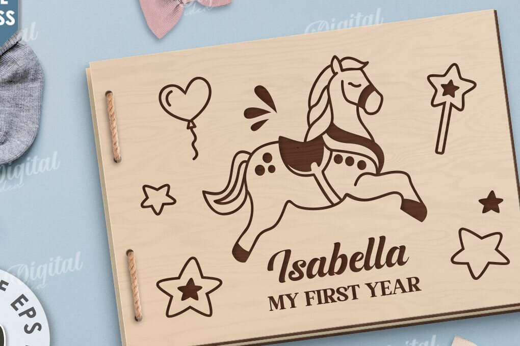 Intra απο ξύλο plywood 3mm-4mm πάχος Μωρό άλμπουμ φωτογραφιών με λέιζερ. Παιδικό άλμπουμ Δίασταση 30x20 cm INTRAFABR-115830261