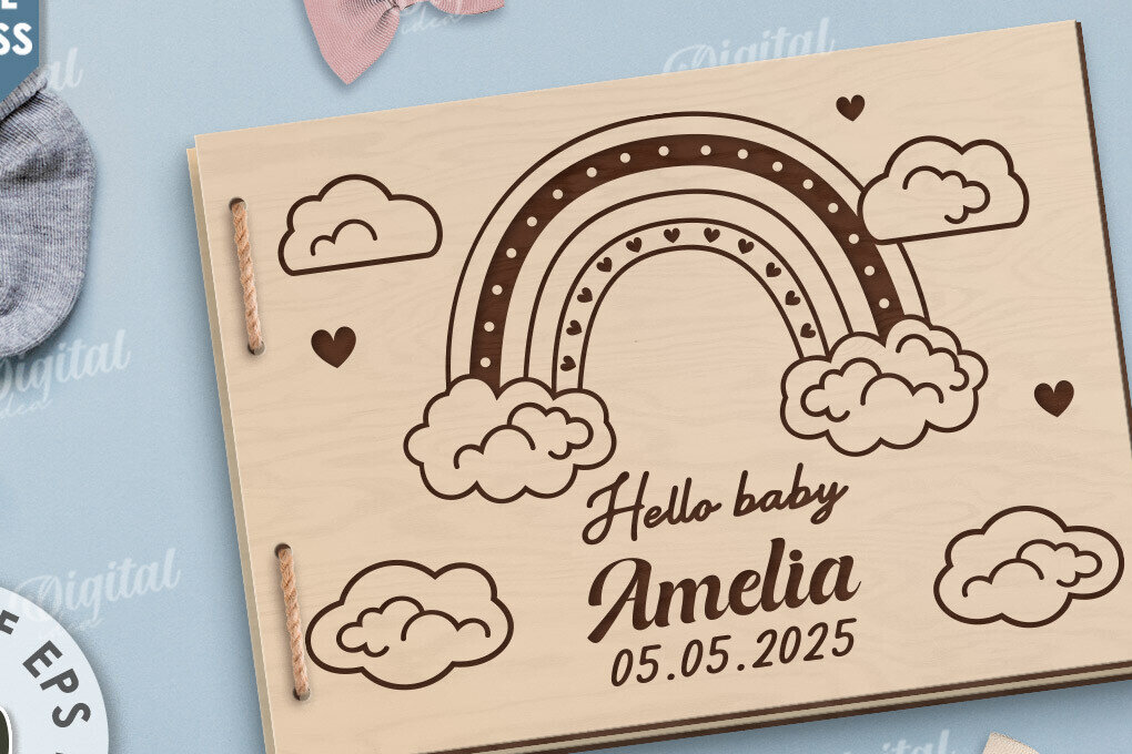 Intra απο ξύλο plywood 3mm-4mm πάχος Μωρό άλμπουμ φωτογραφιών με λέιζερ. Παιδικό άλμπουμ Δίασταση 30x20 cm INTRAFABR-115830317