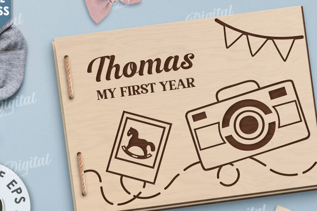 Intra απο ξύλο plywood 3mm-4mm πάχος Μωρό άλμπουμ φωτογραφιών με λέιζερ. Παιδικό άλμπουμ Δίασταση 30x20 cm INTRAFABR-115830363