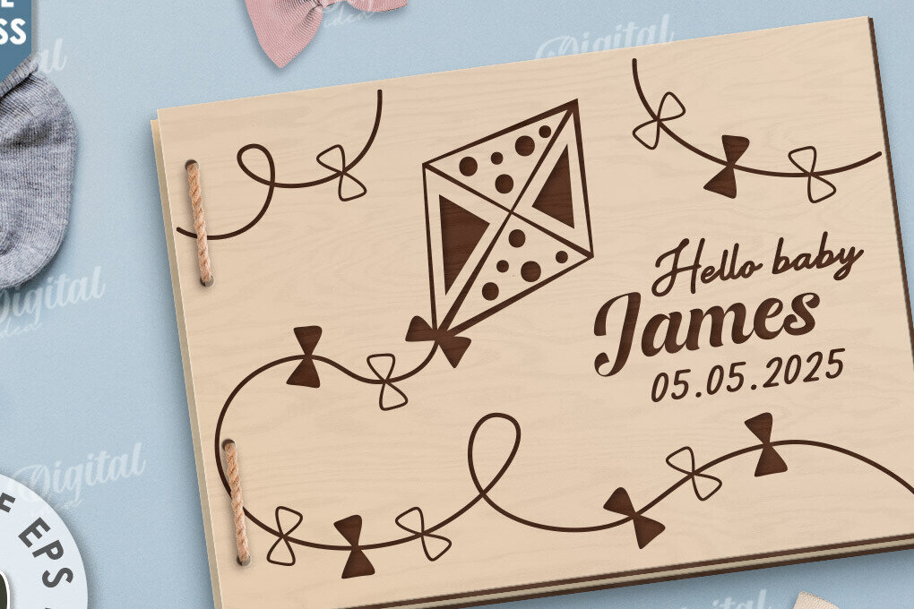 Intra απο ξύλο plywood 3mm-4mm πάχος Μωρό άλμπουμ φωτογραφιών με λέιζερ. Παιδικό άλμπουμ Δίασταση 30x20 cm INTRAFABR-115830452