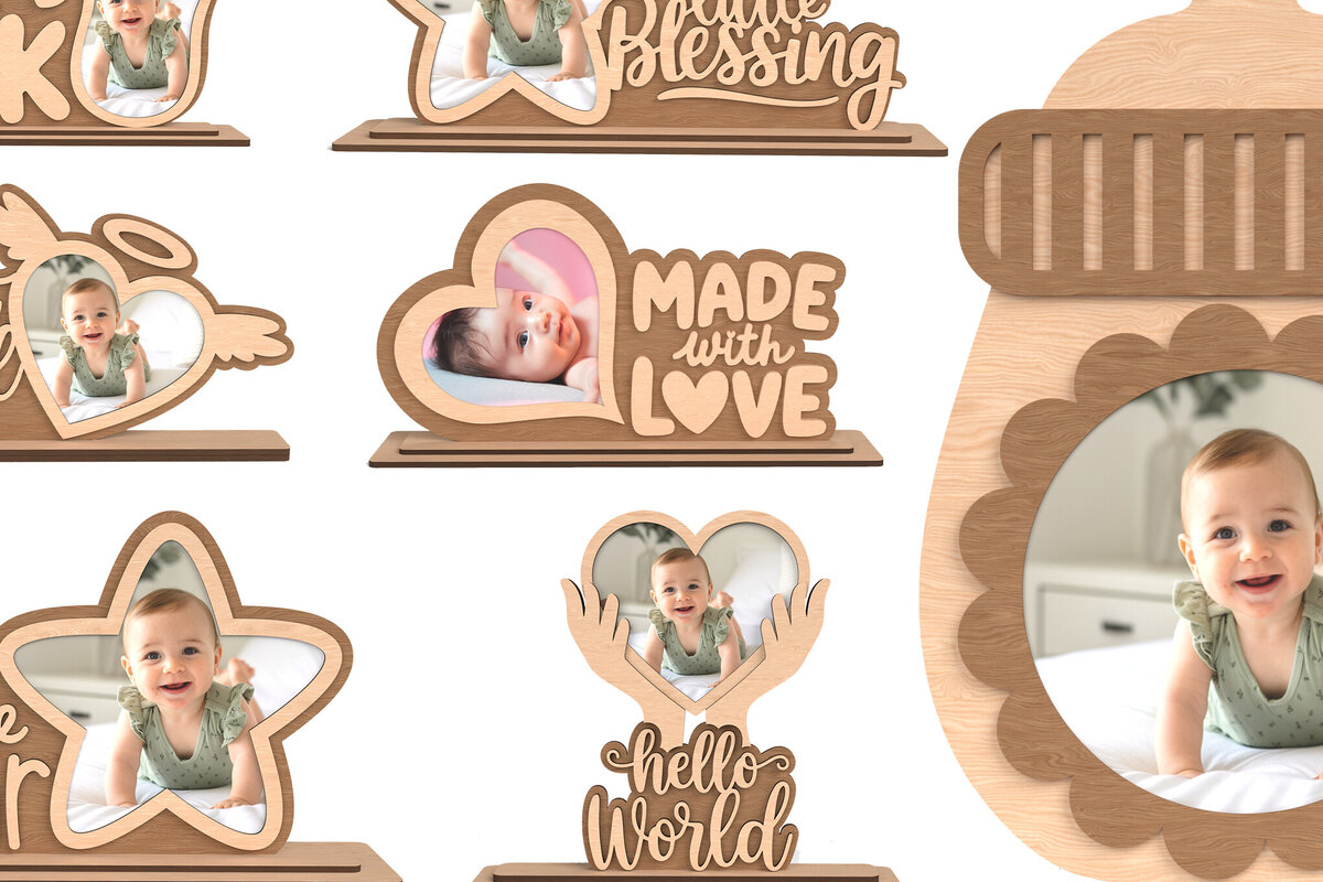 Σετ των 3 Intra απο ξύλο plywood 3mm-4mm πάχος κορνίζας μωρών Δίασταση 4x4 cm INTRAFABR-117706019