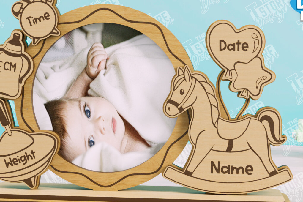 Intra απο ξύλο plywood 3mm-4mm πάχος Κορνίζα μωρού | Κορνίζα New Born Δίασταση 20x30 cm INTRAFABR-104832334