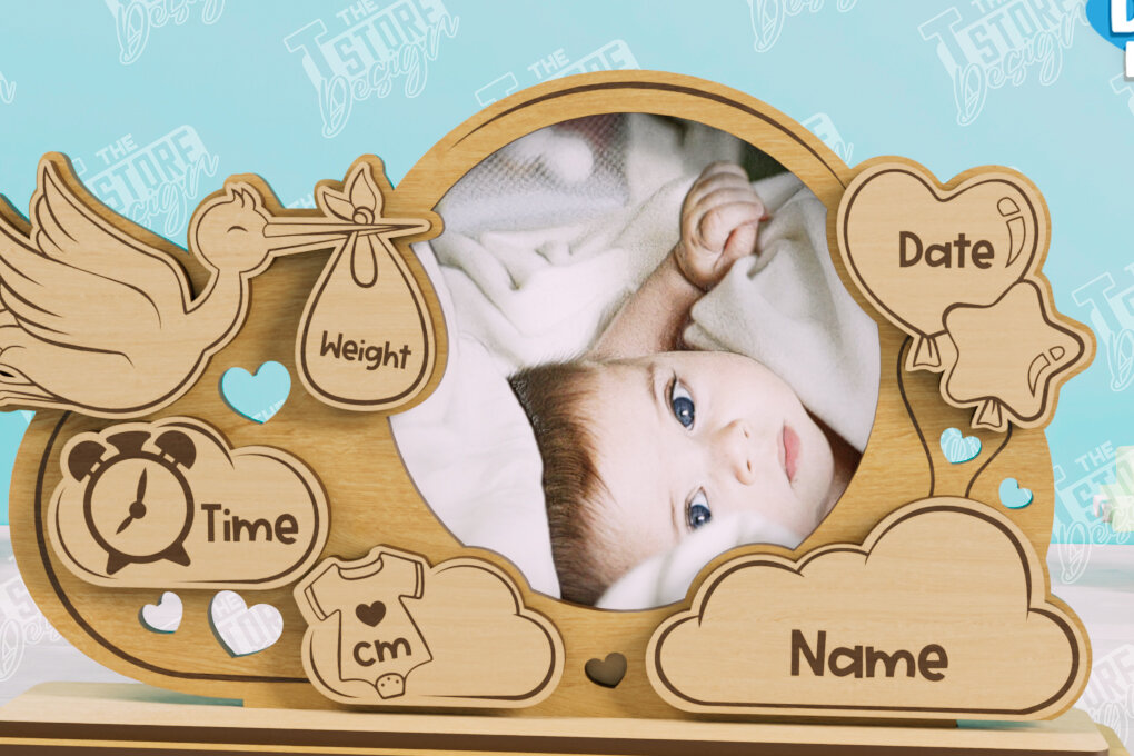 Intra απο ξύλο plywood 3mm-4mm πάχος Κορνίζα μωρού | Κορνίζα New Born Δίασταση 20x30 cm INTRAFABR-104832360