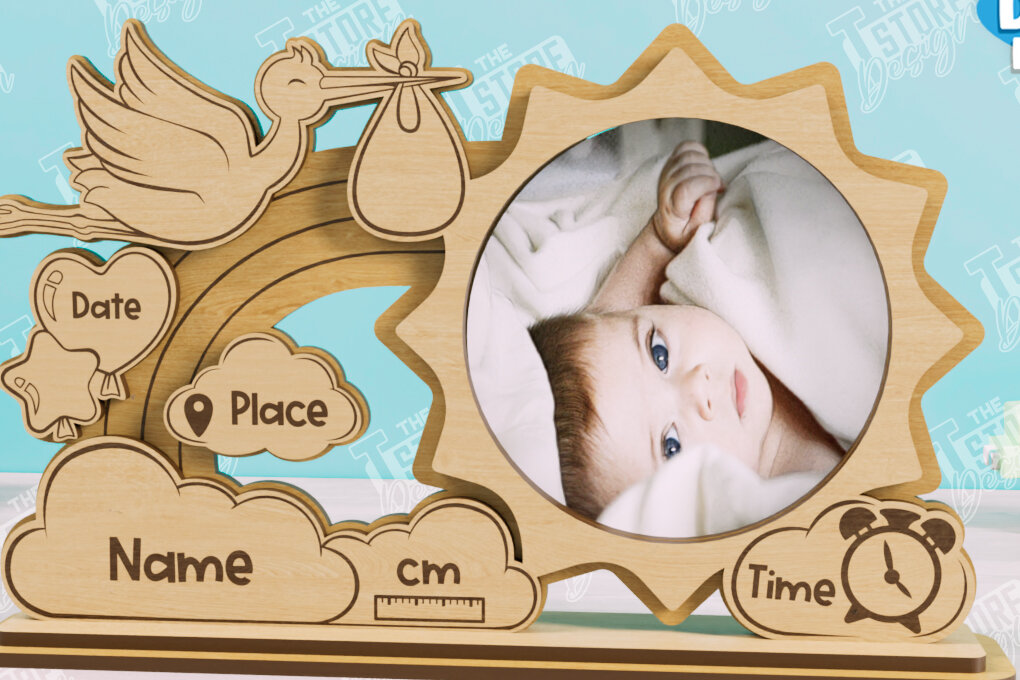 Intra απο ξύλο plywood 3mm-4mm πάχος Κορνίζα μωρού | Κορνίζα New Born Δίασταση 20x30 cm INTRAFABR-104832367