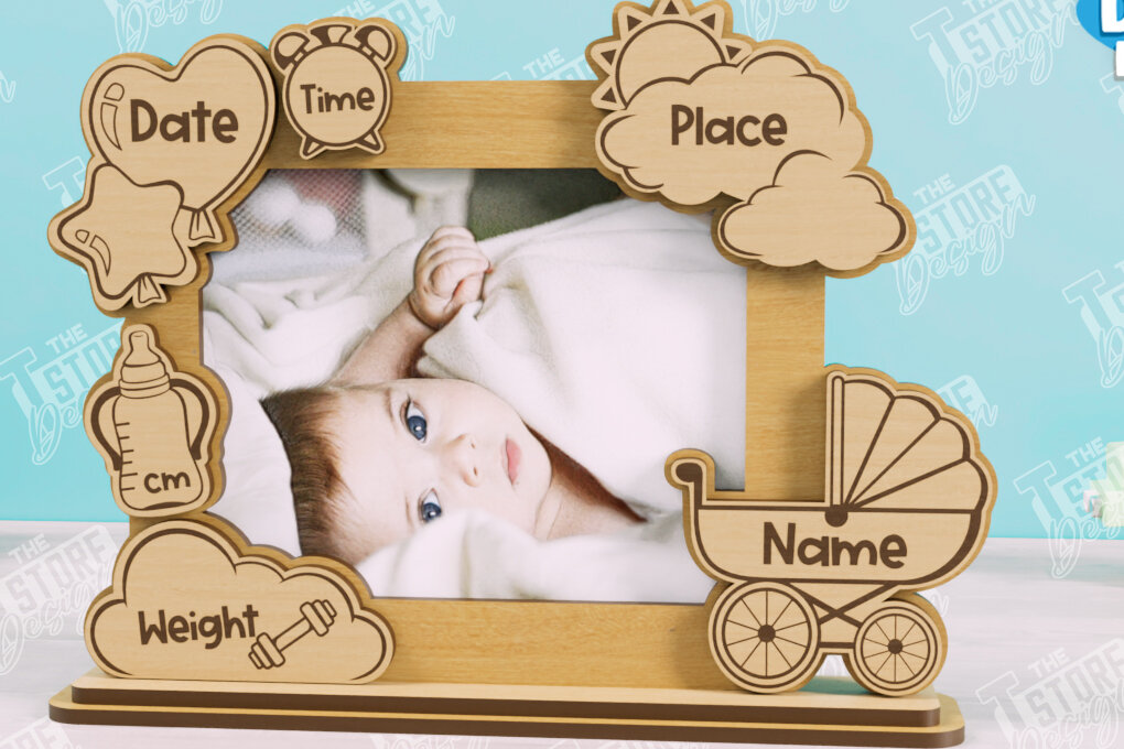 Intra απο ξύλο plywood 3mm-4mm πάχος Κορνίζα μωρού | Κορνίζα New Born Δίασταση 20x30 cm INTRAFABR-104832372