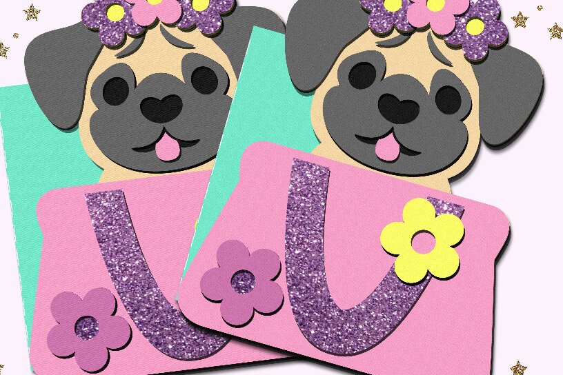 Intra απο ξύλο plywood 3mm-4mm πάχος Baby Pug Card 3D Δίασταση 30x20 cm INTRAFABR-100858517