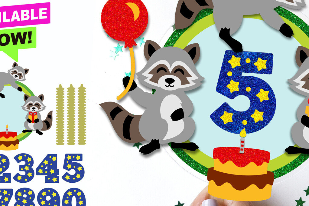 Σετ των 2 Intra απο ξύλο plywood 3mm-4mm πάχος Baby Raccoon Cake Topper 3D Δίασταση 15x15 cm INTRAFABR-120174417