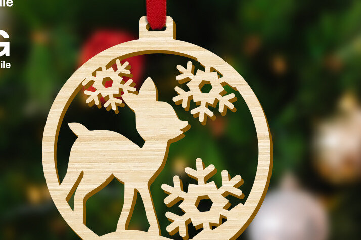 Σετ των 3 Intra απο ξύλο plywood 3mm-4mm πάχος Διακόσμηση χριστουγεννιάτικου δέντρου μωρών ταράνδων Δίασταση 0x0 cm INTRAFABR-46853712