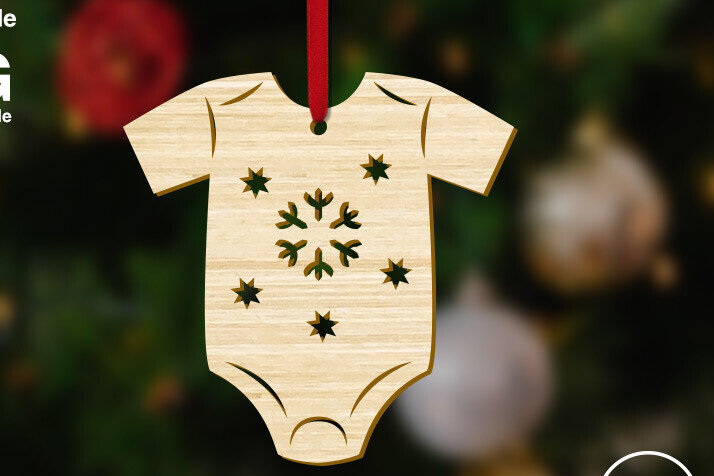 Σετ των 3 Intra απο ξύλο plywood 3mm-4mm πάχος Στολίδι για το χριστουγεννιάτικο δέντρο Baby Romper Δίασταση 4x4 cm INTRAFABR-84659416