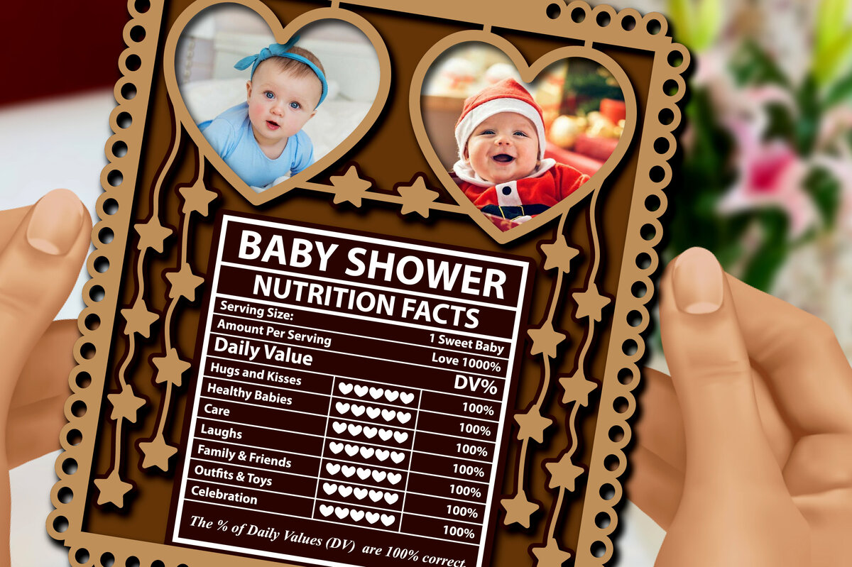 Σετ των 3 Intra απο ξύλο plywood 3mm-4mm πάχος BABY SHOWER NUTRITION Facts Στολίδι Δίασταση 8x8 cm INTRAFABR-81733080