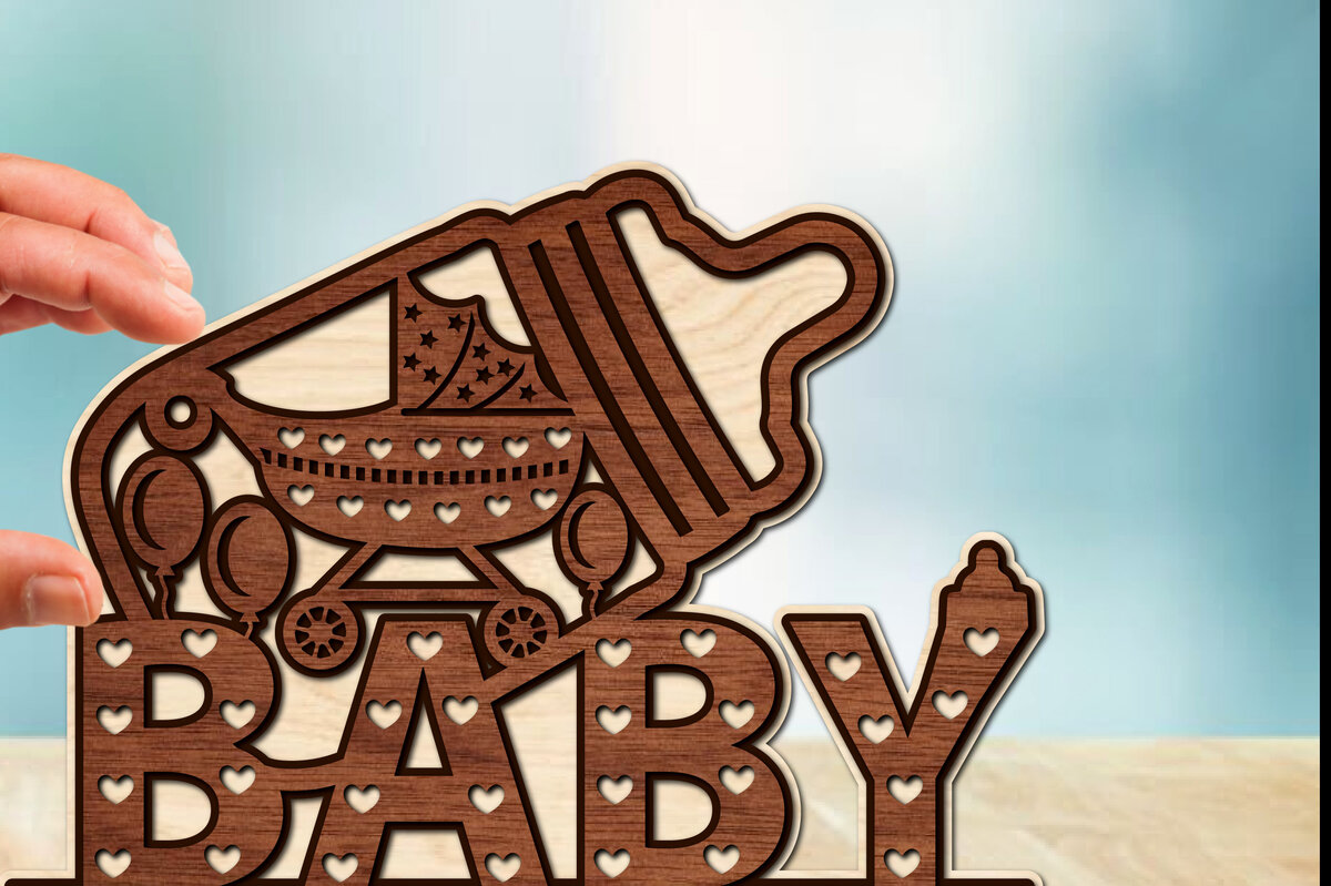 Σετ των 2 Intra απο ξύλο plywood 3mm-4mm πάχος Baby Shower Ξύλινο Δώρο Κοπή  Δίασταση 15x15 cm INTRAFABR-69854111