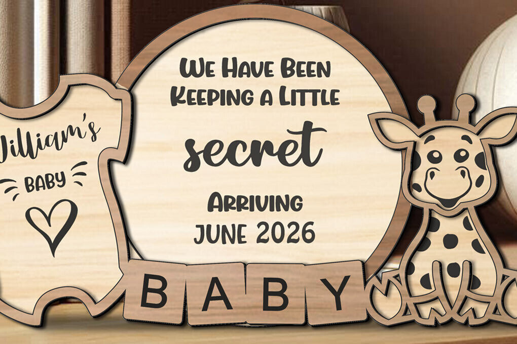 Intra απο ξύλο plywood 3mm-4mm πάχος Μωρό έκπληξη Ανακοίνωση Δώρο Δίασταση 30x20 cm INTRAFABR-120453128