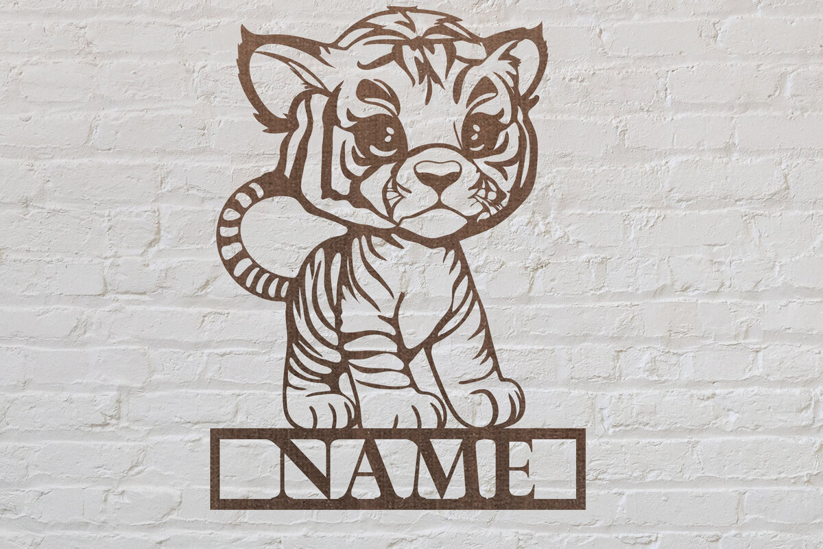 Σετ των 2 Intra απο ξύλο plywood 3mm-4mm πάχος Πινακίδα ονόματος Baby Tiger Δίασταση 15x15 cm INTRAFABR-75883861