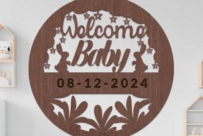 Intra απο ξύλο plywood 3mm-4mm πάχος Baby Welcome Sign Wall Art Δίασταση 40x40 cm INTRAFABR-98965922