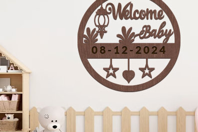 Intra απο ξύλο plywood 3mm-4mm πάχος Baby Welcome Wall Art Δίασταση 40x40 cm INTRAFABR-98829424