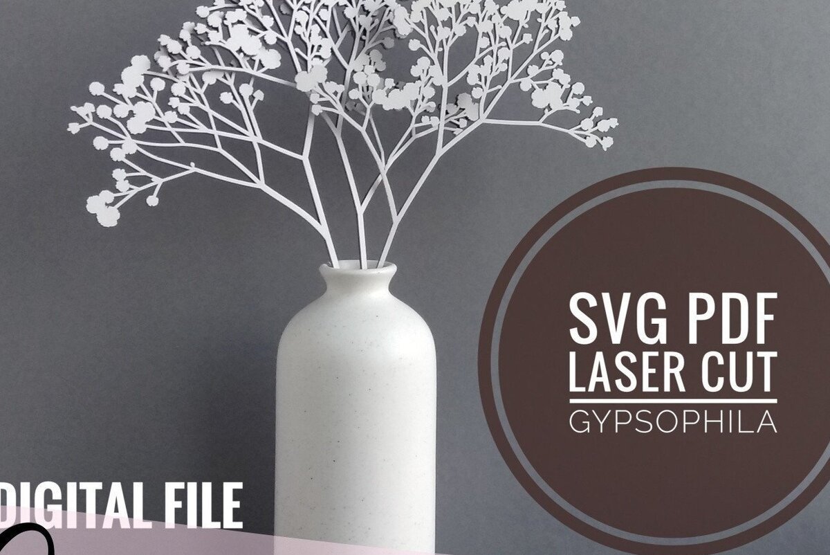 Σετ των 2 Intra απο ξύλο plywood 3mm-4mm πάχος Baby's Breath Flower Δίασταση 19x19 cm INTRAFABR-33157275