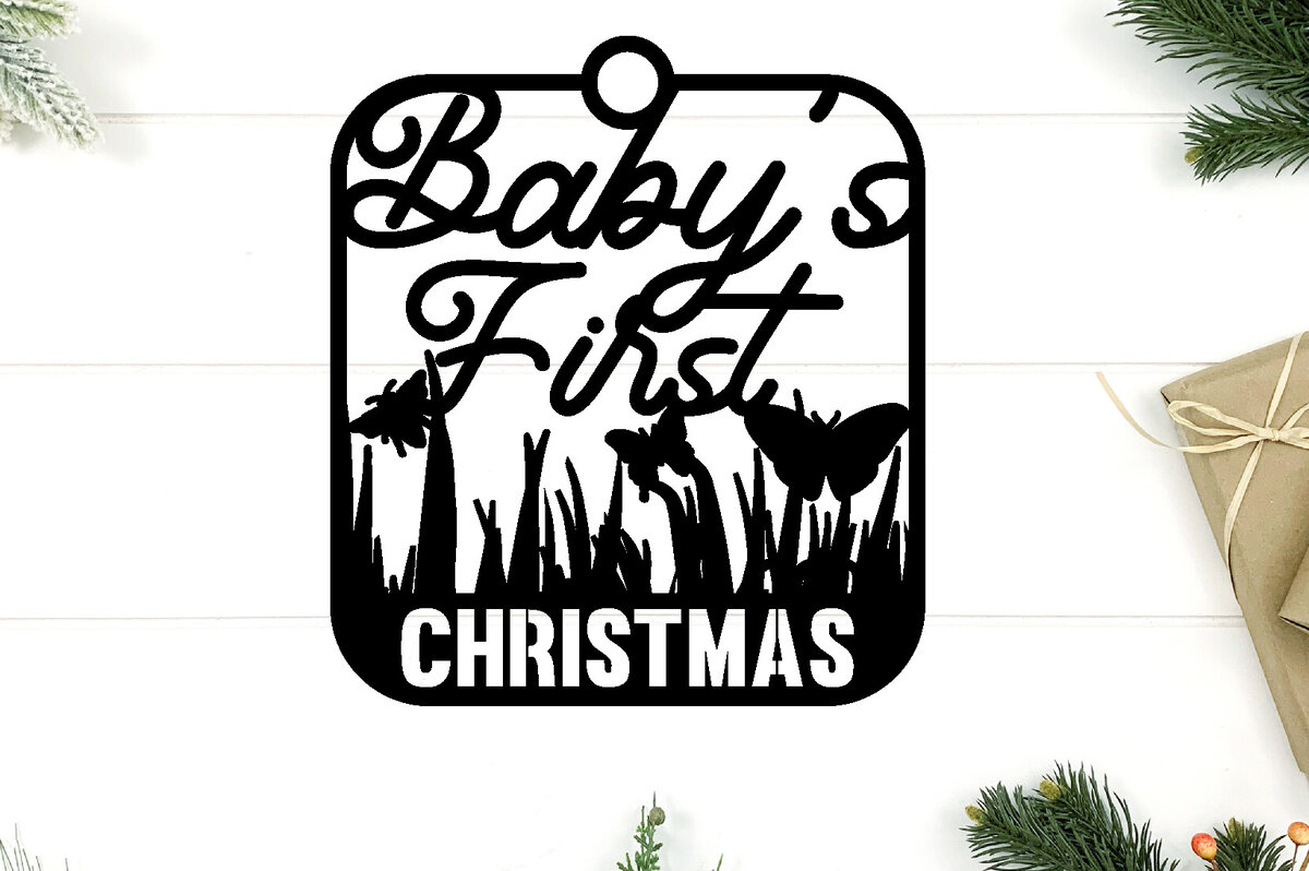 Σετ των 3 Intra απο ξύλο plywood 3mm-4mm πάχος BABY'S FIRST CHRISTMAS Στολίδι Μεταλλικό Δίασταση 8x8 cm INTRAFABR-86052134