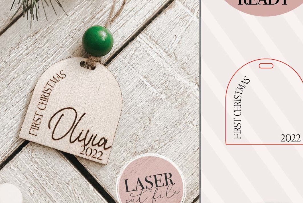 Σετ των 3 Intra απο ξύλο plywood 3mm-4mm πάχος Το πρώτο χριστουγεννιάτικο στολίδι του μωρού Δίασταση 8x8 cm INTRAFABR-72018522