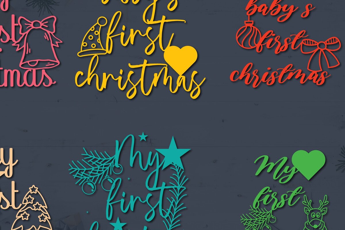 Σετ των 2 Intra απο ξύλο plywood 3mm-4mm πάχος Πρώτη χριστουγεννιάτικη δέσμη μπλουζών για μωρά Δίασταση 15x15 cm INTRAFABR-37690366